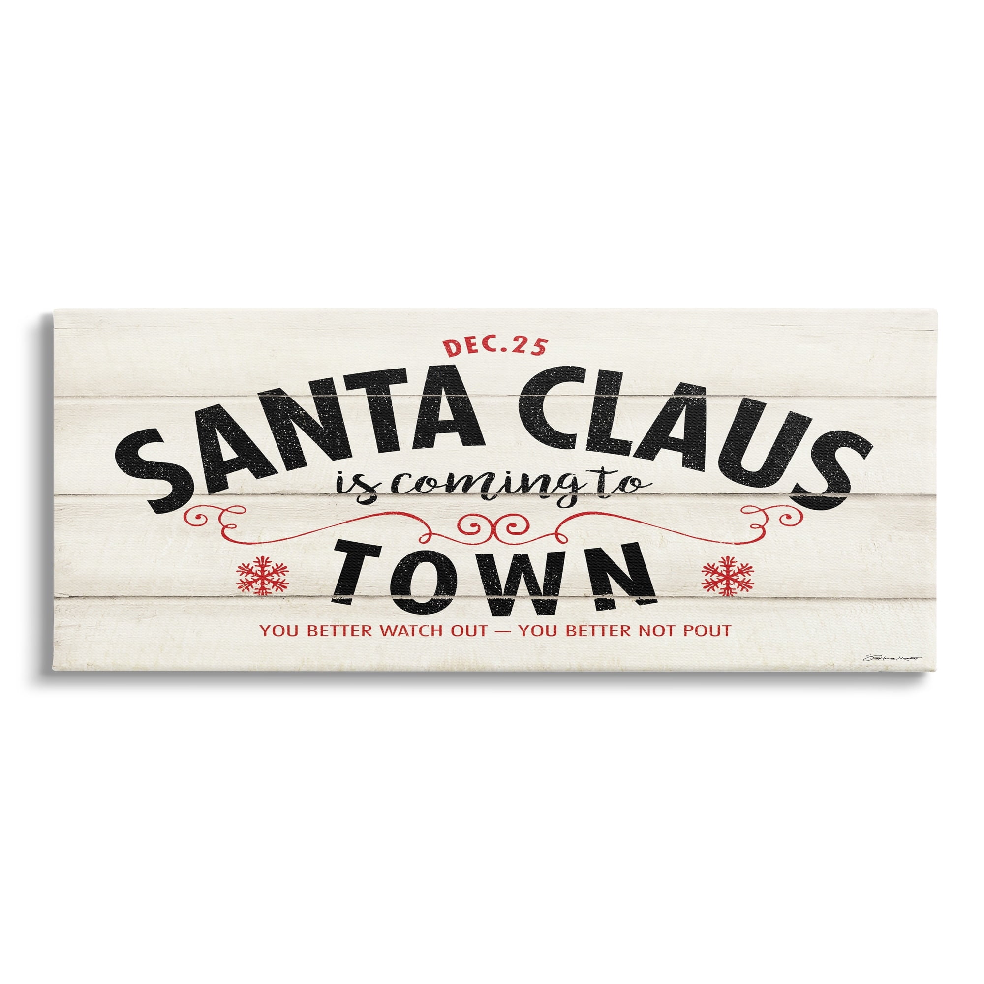Stupell Industries Santa Claus Coming To Town Rustic Holiday Painting Gallery Wrapped Canvas Print Wall Art