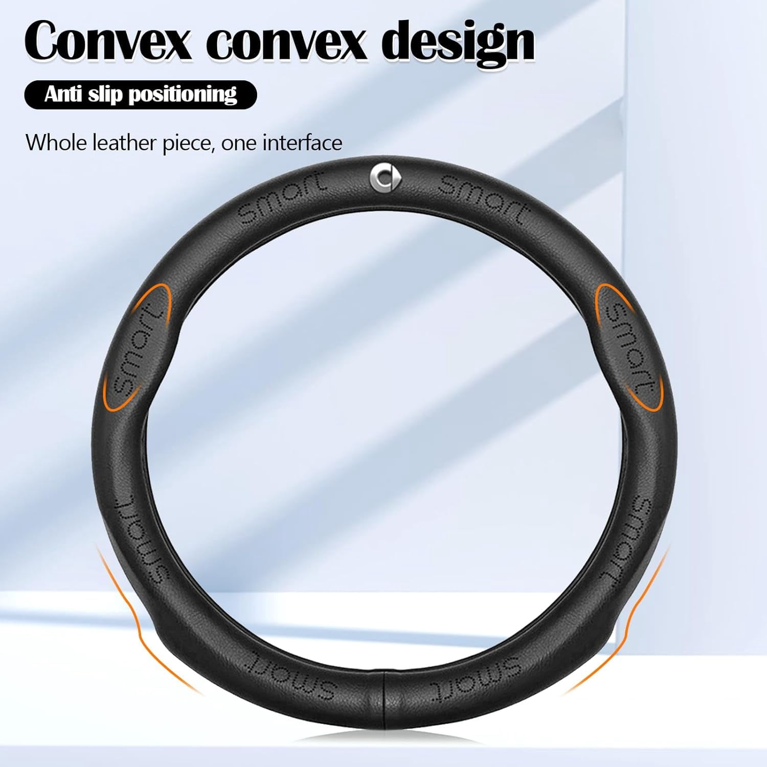 Car Steering Wheel Cover for Benz Smart 450 451 453 Fortwo Forfour, Black Non-Slip Microfiber Leather Steering Wheel Protector for Benz Smart Car Accessories