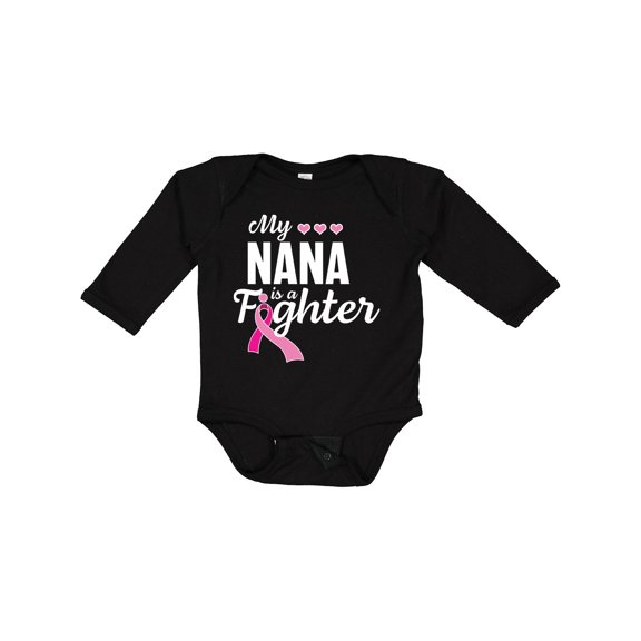 Inktastic Breast Cancer Awareness My Nana is a Fighter Boys or Girls Long Sleeve Baby Bodysuit