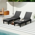 thumbnail image 2 of Gymax 2 Pcs Chaise Longue de Patio Inclinable avec Dossier Réglable 3 Positions et Coussin Noir et Gris, 2 of 5