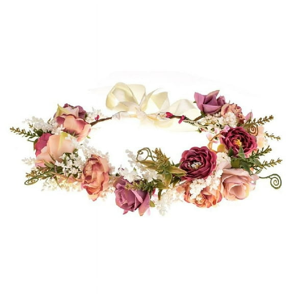 lanema Dry Flower Headband Handmade Adjustable Garland Headband Flower Crown