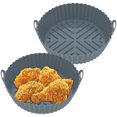 thumbnail image 2 of 2 ollas de silicona para freidora de aire con asa, forro reutilizable para freidora de aire resistente al calor, cesta de silicona para freidora de aire, bandeja redonda para hornear de 7,9 pulgadas,, 2 of 11