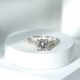 thumbnail image 3 of Rosec Jewels Moissanite Engagement Ring with Side Stones - 3 Carat Moissanite Ring - 8 mm Cushion Cut Ring - D-VS1 Grade, 14K White Gold, US 11.00, 3 of 7