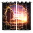 thumbnail image 3 of Christ Cross Blackout Curtains Crucifixion Resurrection of Jesus Curtain Drapes Holy Lights Sunrise Window Curtains for Easter Christian Church Home Bedroom Living Room-52"W x 54"L (Pack of 2), 3 of 7