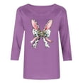 thumbnail image 6 of Fartey Plus Size 3/4 Sleeve Shirts for Women 2025 Trendy Easter T Shirts Cute Graphic Tees Slim Fit Summer Crew Neck Tunic Tops Dressy Casual Holiday Tshirt Purple S-5XL, 6 of 6