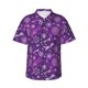 thumbnail image 1 of Balery Purple Snowflakes Camisas hawaianas de manga corta para hombre, camisas playeras de corte holgado, camisas de vacaciones con botones,Large, 1 of 7