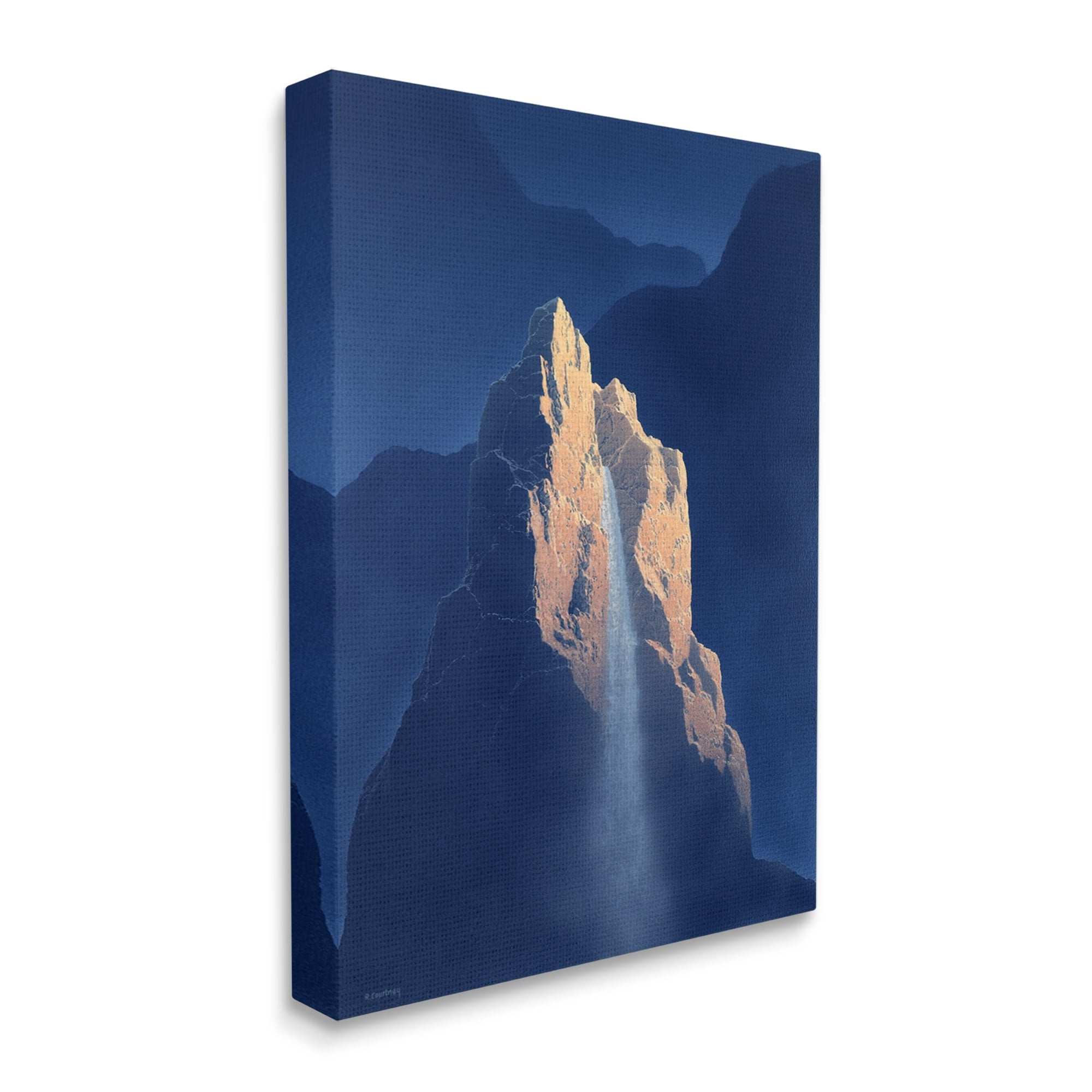 Stupell Surreal Stone Cliff Waterfall Landscape Painting Gallery Wrapped Canvas Print Wall Art