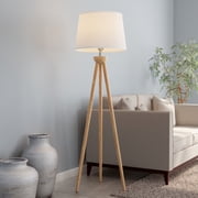 Lavish Home Tripod Floor Lamp – LED Standing Light with Oak Wood Base