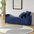 thumbnail image 5 of 59" Storage Bench Upholstered Bed End Foot Stool 2 Throw Pillows Bedroom Entryway Living Room Navy, 5 of 8