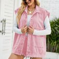thumbnail image 3 of HTNBO Denim Jean Vest for Women Oversized Sleeveless Button Down Denim Jean Vest Waistcoat Shacket Jacket, 3 of 6