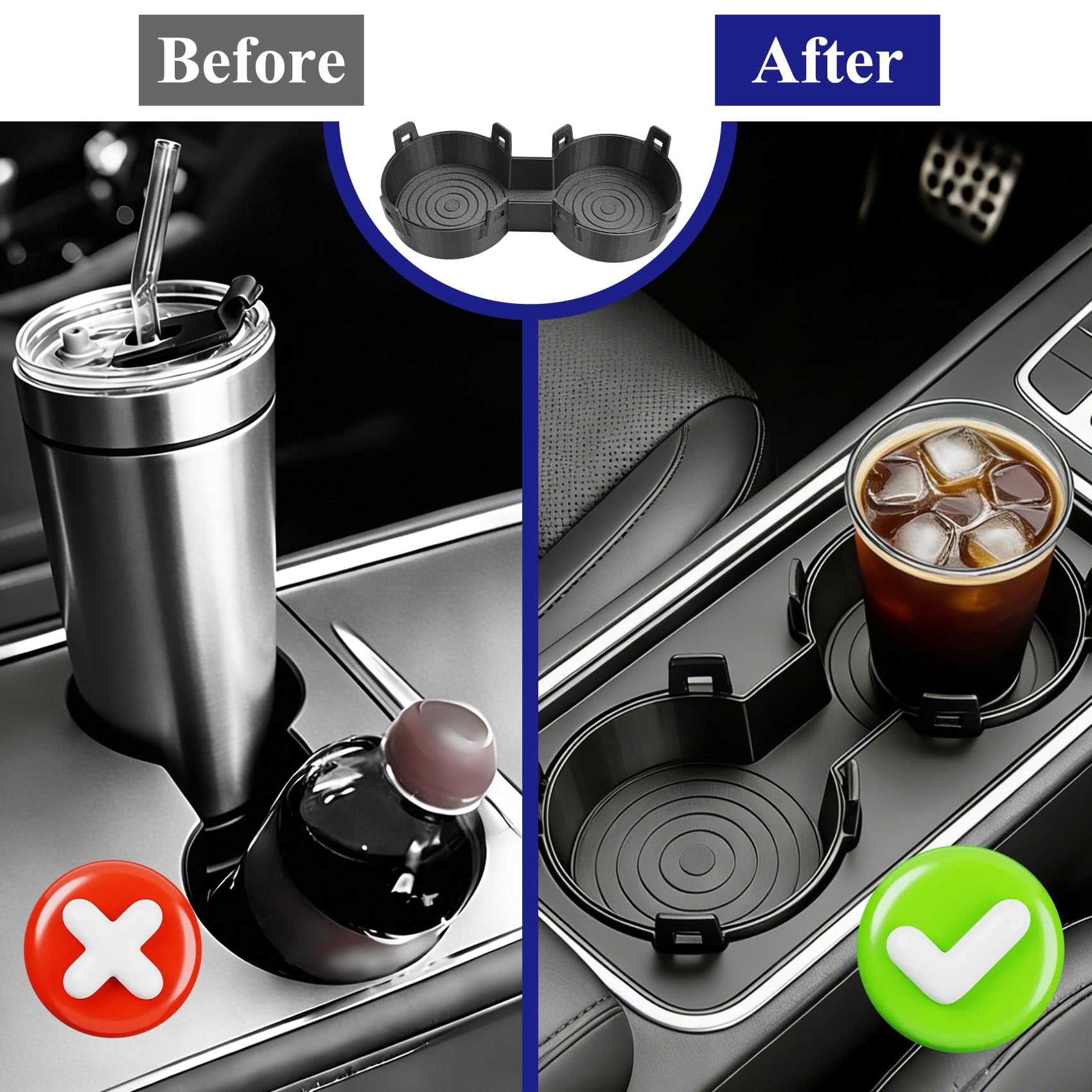 Cup Holder Replacement for Jetta A6 2011-2016, Center Console Drink Holder Insert, Interior Organizer Accessory for Vehicle Cabin