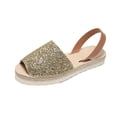 thumbnail image 2 of Samdudou Elevated Sandals for Women Open Toe Sparkly Glitter Wide Band Slingback Strap Classic Woven Espadrille Flatform Shoes Vacation Resort Wear, 2 of 9