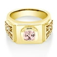 thumbnail image 2 of Gem Stone King 2.04 Ct Peach Nano Morganite White Topaz 18K Yellow Gold Plated Silver Men's Ring (Size 10), 2 of 4