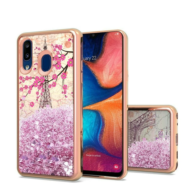 For Samsung Galaxy A20 Case Wydan Liquid Glitter Bling Shockproof Clear Slim Protective Bumper 2175