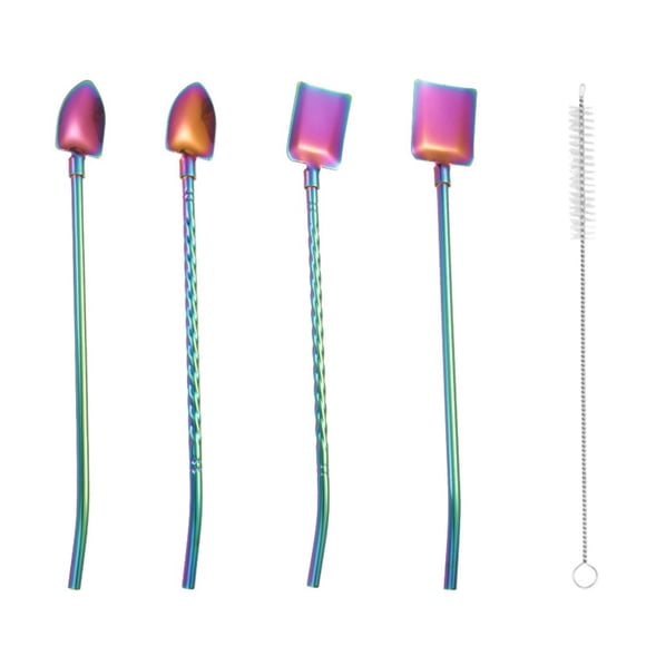 Juego de cuchara de paja de acero inoxidable 304 multifuncional, cuchara de paja de metal reutilizable