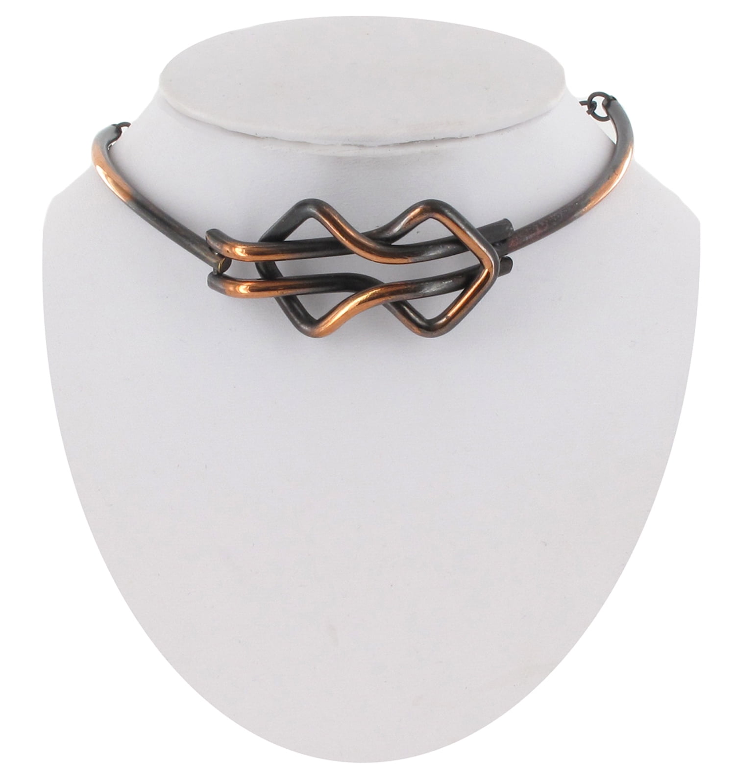 Copper Choker Dog Collar Necklace Abstract Modernist Adjustable