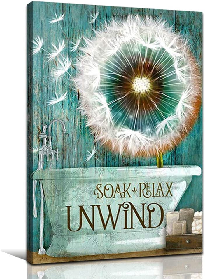 Rustic Canvas Wall Art Turquoise Dandelion Art Prints for Living Room ...