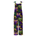 thumbnail image 5 of AGWOLF Mardi Gras Bib Overalls for Women Sleeveless Mask Print Jumpsuits Adjustable Strap Wide Leg Rompers for Party Parade, 5 of 5