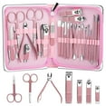 thumbnail image 1 of Juego de manicura, juegos de cortauñas, kit de pedicura, herramientas de cuidado de uñas de acero inoxidable, kit de regalo de aseo profesional, 26 piezas (rosa) Namotu WMZL-2100, 1 of 7