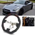 thumbnail image 3 of LED Display Steering Wheel, Suede  Lights Steering Wheel D Type Racing Steering Wheel Automotive Steering Wheels Red Stitching Steering Wheel Replacement For  GT-R R35 2009-2016, 3 of 8