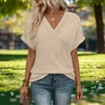 thumbnail image 6 of ZUKMRJPC Womens Summer Tops Short Sleeve Solid Color Waffleknit Textured T Shirts Casual Trendy V Neck Basic Tunic Tops Blouses, 6 of 8