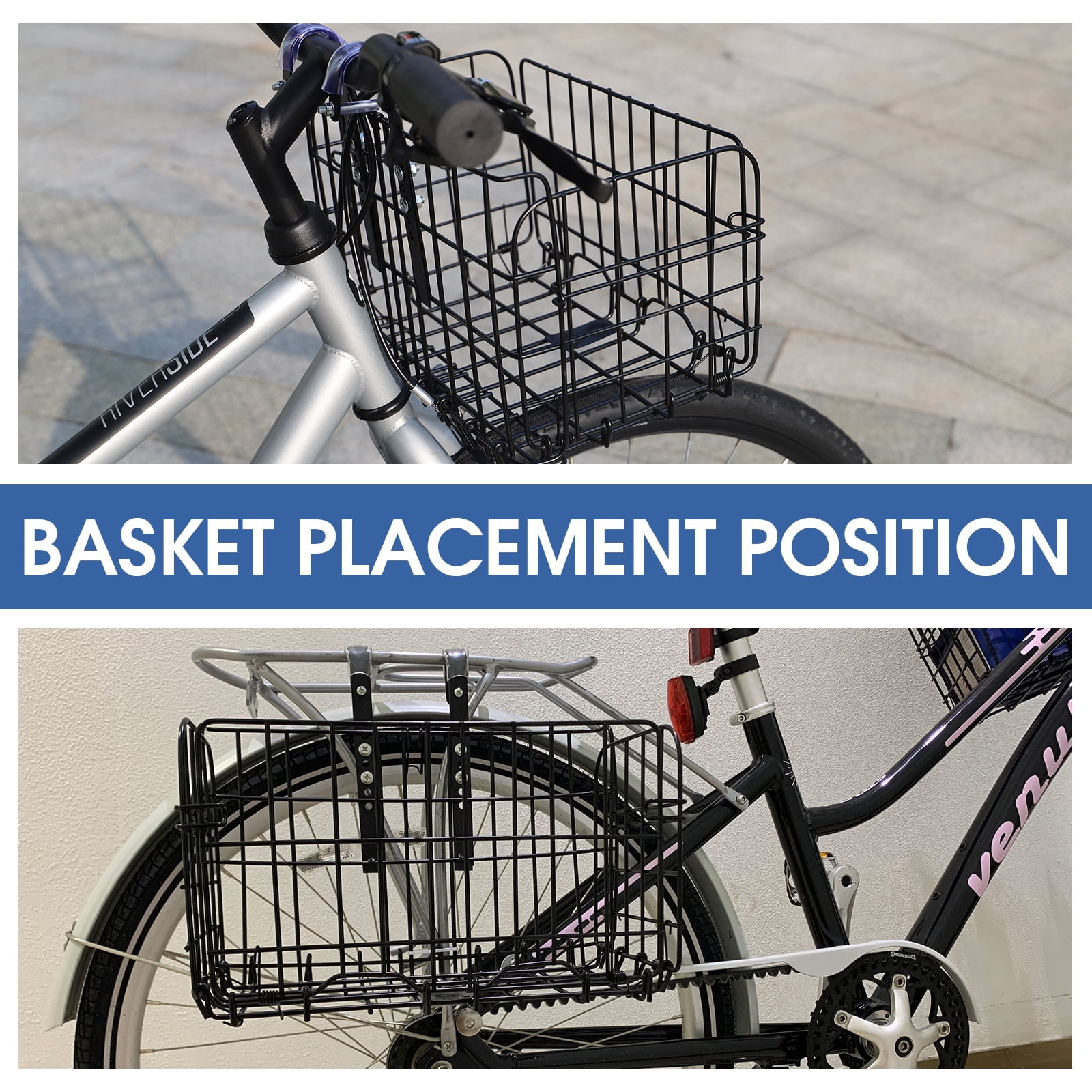 Meghna Front Bike Baskets Upgraded with Bag Black Metal Detachable and Adjustable Height Front Handlebar Bicycle Basket for Unisex Adult Women