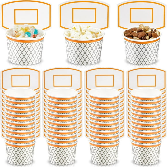 Vasos de papel para aperitivos, fiestas de baloncesto, 48 unidades