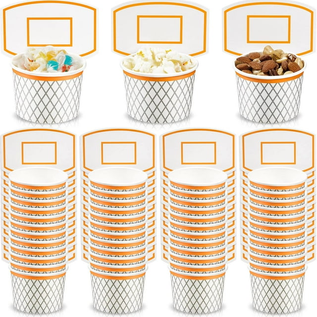 Vasos de papel para aperitivos, fiestas de baloncesto, 48 unidades