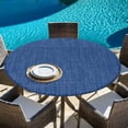 thumbnail image 5 of Navy Blue Round Tablecloth 55-60 Inch Round Fitted Table Cloth with Elastic Edge, Vintage Country Monochrome Farmhouse Waterproof Table Cover Protector for Outdoor Picnic Party Dining, 5 of 6