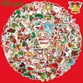thumbnail image 2 of 100pcs Festive Christmas Stickers - Cartoon Santa, Animals & Tree Designs for Laptops, Scrapbooks & Fridge Decor | Matte Finish, Self-Adhesive PVC, 2 of 6