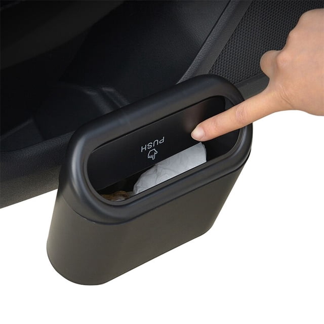 Car Accessories Trash Bin Hanging Vehicle Garbage Dust Case Storage Box Black Abs Square Pressing Type Trash Can Auto InteriorDark blue He Qiyong unisex