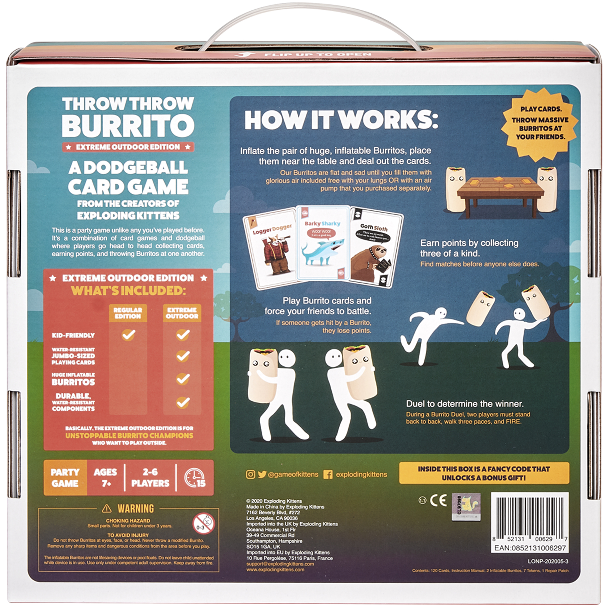 Throw Throw Burrito Extreme Outdoor Edition Party Game by Exploding Kittens,  15 Mins Ages and up, 2-6 Players