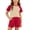 Red, variant on Cethrio Girls Outfit Sets Short Sleeve, 2 Piece Summer Color Block T-shirts and Shorts Sets Pink Size 10