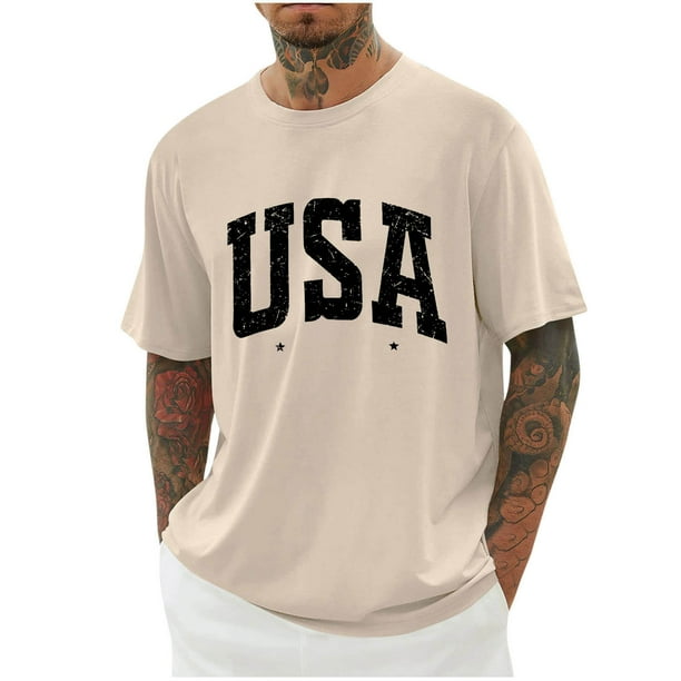 Camisas de Manga Larga para Hombres Imprimir Cuello Redondo Manga Corta Blusa Algodón Lino Poliéster, Camisa de Moda Casual para Hombres