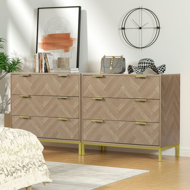 Natural wood 3 drawer dresser discount