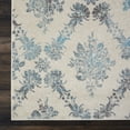 thumbnail image 4 of Serene Modern Damask Ivory/Turquoise 2'3" x 7'3" Area Rug, (2' x 7'), 4 of 7