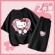 thumbnail image 3 of Traje de verano Hello Kitty para niñas, pantalones cortos de manga corta, de dos piezas, finos, transpirables, de talla mediana a grande, pantalones cortos de media manga para niños, 3 of 5
