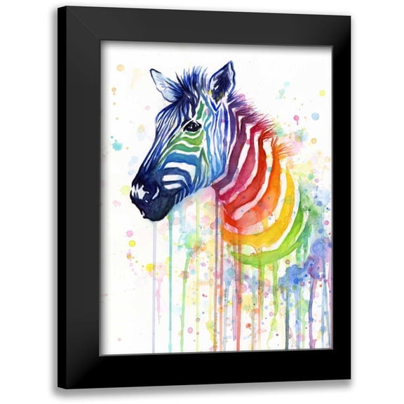 Shvartsur, Olga 12x14 Black Modern Framed Museum Art Print Titled - Rainbow Zebra
