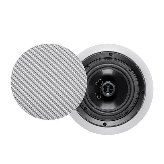 Monoprice 2-Way Polypropylene Ceiling Speakers - 6.5 Inch (Pair) With Paintable Grille - Aria Series