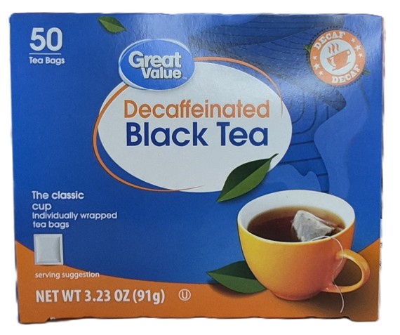 Great Value Decaffeinated Black Tea Bags, 3.23 oz, 50 Count