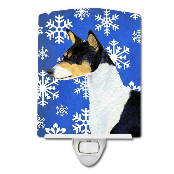Caroline's Treasures SS4652CNL Basenji Winter Snowflakes Holiday Ceramic Night Light, 6x4x3", multicolor