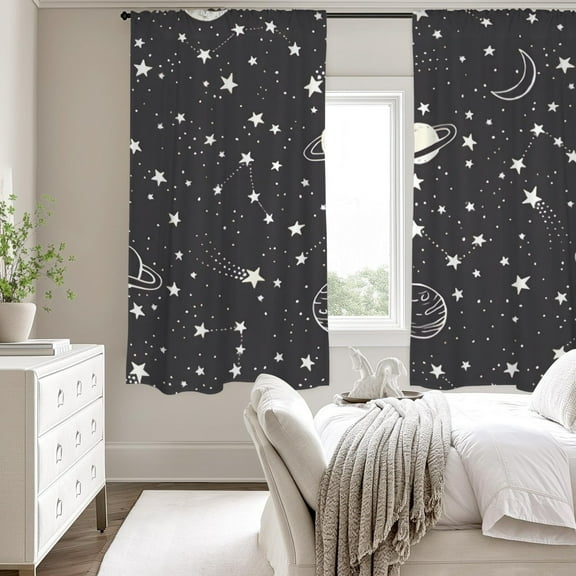 Dark Space - Large Window Curtains - Blackout Drapes 52x63