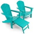 thumbnail image 1 of Gymax Ensemble de 2 Chaises Adirondack de Patio Chaise Longue d'Extérieur en HDPE avec Ottoman Rétractable Turquoise, 1 of 7