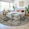 thumbnail image 5 of RUUGME Washable 9ft Round Rug - Large Boho Rugs for Living Room Stain Resistant Carpet Vintage Tribal Rugs for Bedroom Kitchen Dining Room with Non Slip Backing Decor Floor Mat 9ft Black, 5 of 8