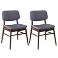 thumbnail image 3 of GZXS Upholstered Accent Side Chairs Set of 2, Charcoal Fabric Dining Chairs with Walnut Rubberwood Frame, Retro Style Seating for Home Dining & Living Areas, 3 of 10