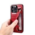 thumbnail image 3 of Luxury Leather Hand Strap Card Slot Case Compatible with iPhone 14 6.1 Inch with Card Slot Shockproof Kickstand Lanyard for iPhone 14, Yellow, 3 of 8