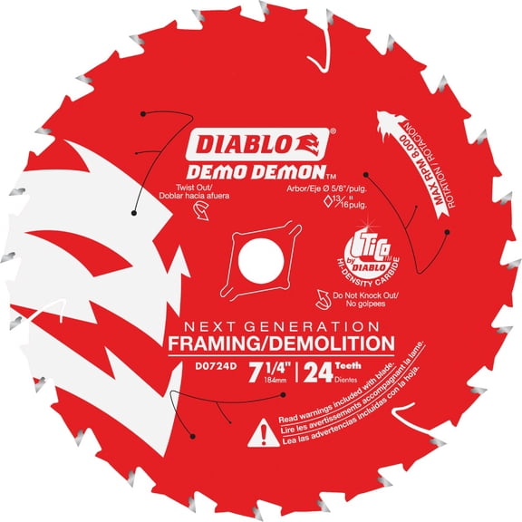 Freud D0724DA Diablo 7-1/4-inch 24T Demo Demon Framing & Demolition Saw Blade