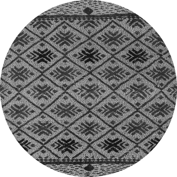 Ahgly Company Indoor Round Abstract Gray Modern Area Rugs, 6' Round