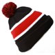 thumbnail image 2 of Beanie a rayas de invierno con POM - Negro / Rojo TOP HEADWEAR  Beanie, 2 of 2