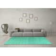 thumbnail image 3 of Ahgly Company Machine Washable Indoor Square Abstract Turquoise Blue Modern Area Rugs, 3' Square, 3 of 4